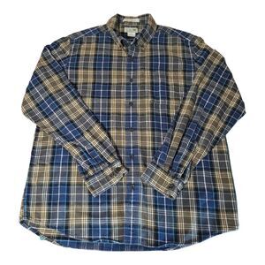 L.L. Bean Traditional Fit Flannel Shirt 228061 Plaid Men's Medium Reg Blue Green
